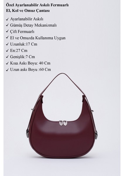 Bordo Shk110 Özel Ayarlanabilir Askılı Fermuarlı El, Kol Ve Omuz Çantası U:17 E:27 G:7 Cm modelleri