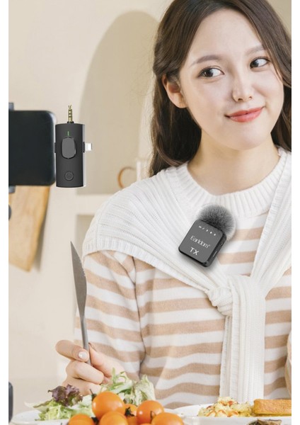 3in1 Profesyonel Kablosuz Dijital Yaka Mikrofonu Type-C Lightning Aux Wechat Zoom Tiktok Youtube Instagram Canlı Yayın modelleri