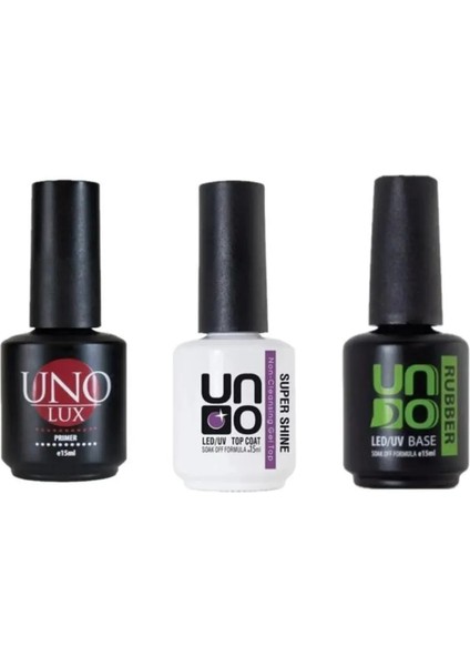 Rubber Base Coat 15 ml+Super Shine 15 ml+Lux Primer 15 ml