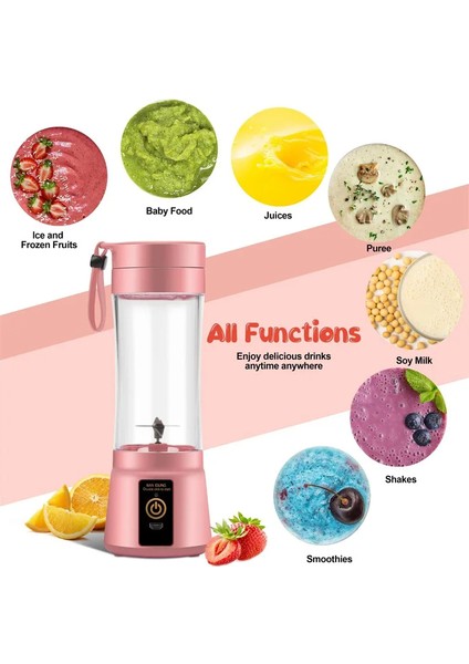 Taşınabilir El Blenderi Smoothie Milkshake Içecek Şarjlı Margarita Mama Karıştırıcı 380 ml