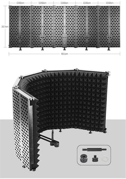 Pf-43 Mikrofon Ses Yalıtım Izolasyon Paneli 5 Bölümlü Ayaklı (69X26 Cm) fiyatları