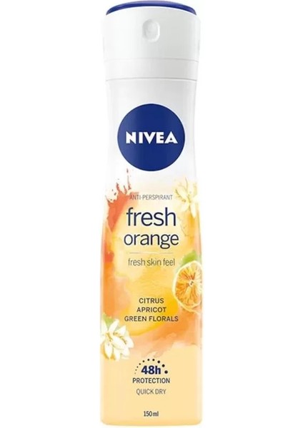 Kadın Sprey Deodorant Fresh Orange, Ter ve Ter Kokusuna Karşı 48 Saat Anti-Perspirant Koruma