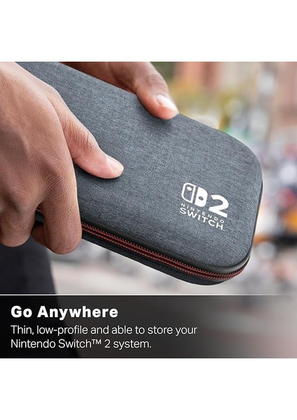 Nintendo Switch 2 Için Slim Case - Koyu Gri, Resmi Lisanslı, Koruyucu Kılıf, 10 Yazılım Kartı Için Yer, Dolgulu Ekran Koruyucu, Entegre Ayak