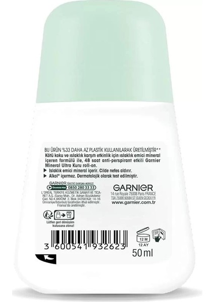 Mineral Ultra Kuru Kadın Roll-On Deodorant 3600541932623 fiyatları
