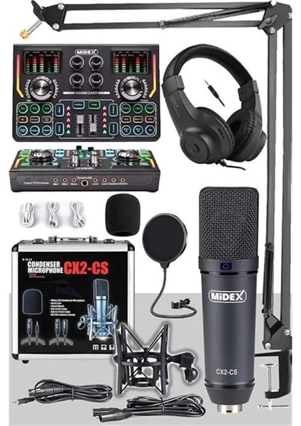Stüdyo Ekipmanları Private Paket-3 Cx2 Mikrofon VS15 Ses Kartı Stüdyo Kayıt Seti