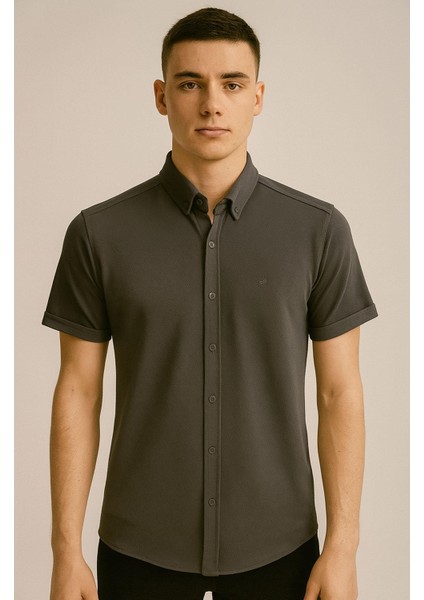 Cafes Erkek Pamuklu Yazlık Kısa Kollu Gömlek 7349