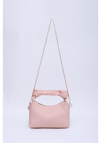 Pudra SHK24 Orjinal Soft Deri Düğüm Detaylı Zincir Askılı El ve Omuz Çantası U:14 E:22 G:8 cm