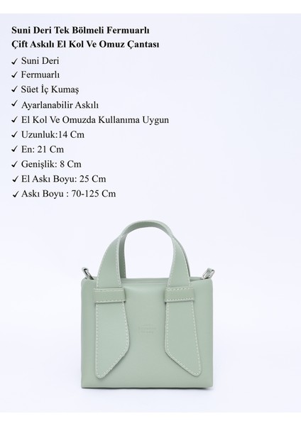Mint Yeşil SHK60 Suni Deri, Tek Bölmeli, Fermuarlı, Ayarlanabilir Askılı, El, Kol Ve Omuz Çantası modelleri