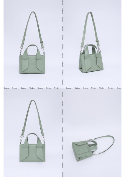 Mint Yeşil SHK60 Suni Deri, Tek Bölmeli, Fermuarlı, Ayarlanabilir Askılı, El, Kol Ve Omuz Çantası
