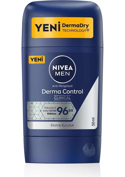 Men Erkek Stick Deodorant Derma Control Clinical 50 Ml, 96 Saat Üstün Koruma