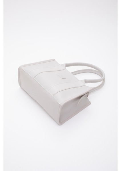 Gri Shk83 Deri Tek Bölmeli Fermuarlı Çift Askılı El, Kol Ve Omuz Çantası U:17 E:27 G:10