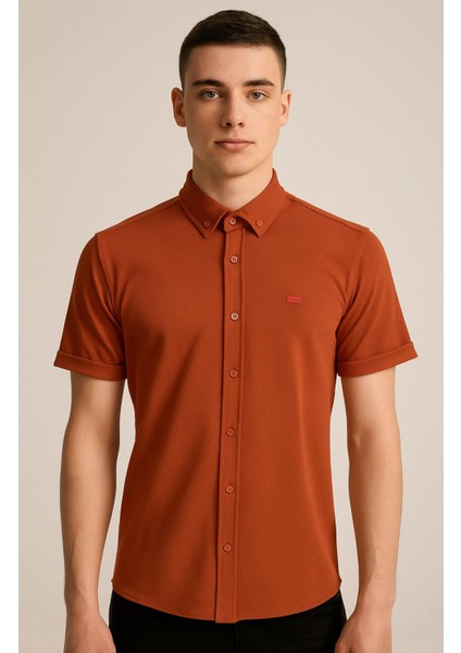 Cafes Erkek Pamuklu Yazlık Kısa Kollu Gömlek 7349