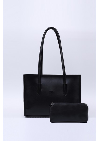 Siyah Shk173 Deri, Tek Bölmeli, Fermuarlı, Makyaj Çantalı El, Kol Ve Omuz Çantası U:24 E:34 G:13 Cm modelleri