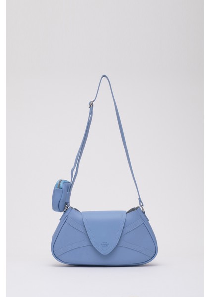 Mavi Shk96 Suni Deri Tek Bölmeli Cüzdanlı Kol ve Omuz Çantası