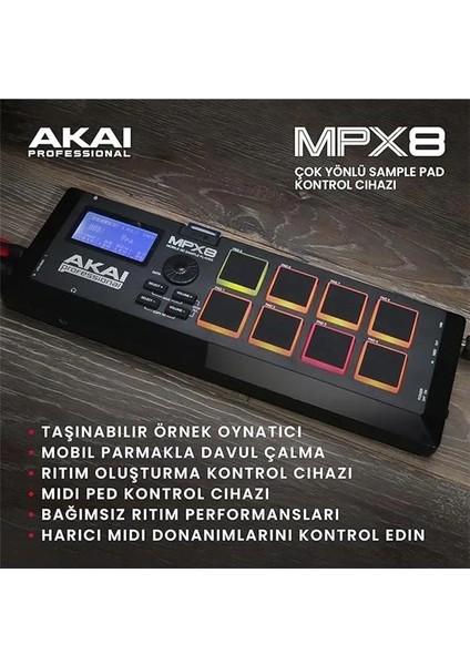 Mpx8 - Sample Pad Controller 8 Performansa Hazır Hıza Duyarlı Pedli, Midi fiyatları