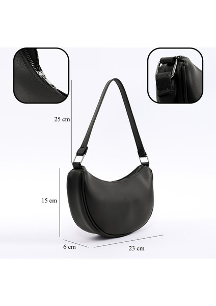 Siyah SHK26 Tek Bölmeli Suni Deri El ve Omuz Çantası U:12 E:26 G:6 cm fırsatları