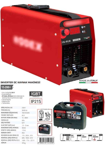 200 Amper 230 Volt Inverter Dc Kaynak Makinesi Dijital Gösterge Sınıfın En Iyisi