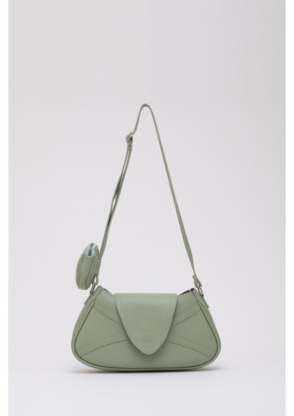 Mint Yeşil Shk96 Suni Deri Tek Bölmeli Cüzdanlı Kol ve Omuz Çantası