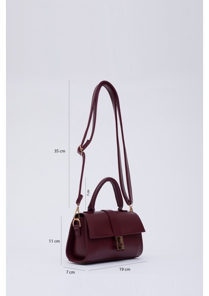 Bordo SHK109 Suni Deri Çıtçıtlı Ayarlanabilir Askılı Kadın El, Kol ve Omuz Çantası U:11 E:19 G:7 cm fiyatları