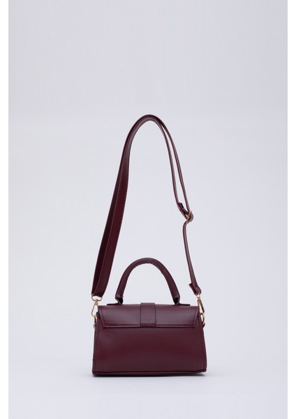 Bordo SHK109 Suni Deri Çıtçıtlı Ayarlanabilir Askılı Kadın El, Kol ve Omuz Çantası U:11 E:19 G:7 cm fırsatları