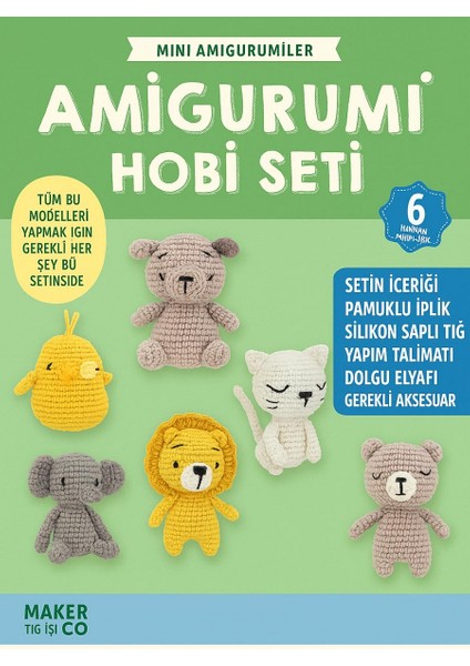 Mini Amigurumi Hobi Seti 6 Model Bir Pakette