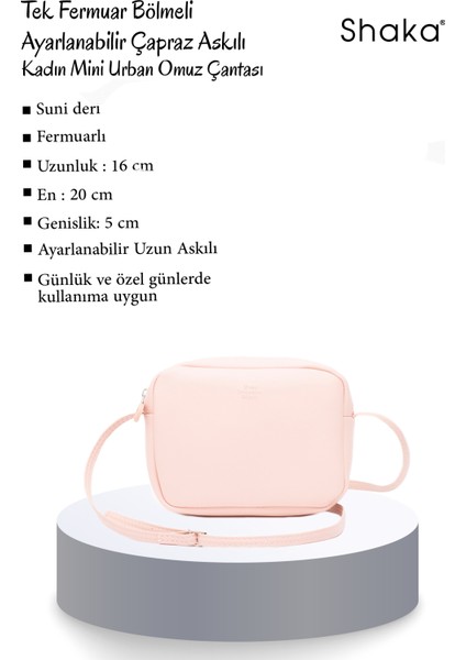 Pudra U23 Tek Fermuar Bölmeli Ayarlanabilir Çapraz Askılı Kadın Mini Urban Omuz Çantası U:16 E:20 G:5 modelleri