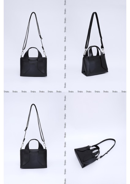 Siyah SHK60 Suni Deri, Tek Bölmeli, Fermuarlı, Ayarlanabilir Askılı, El, Kol Ve Omuz Çantası