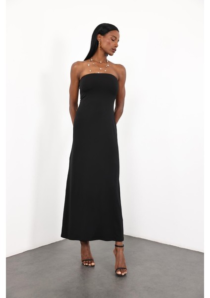 Siyah Straplez Bodycon Elbise fırsatları