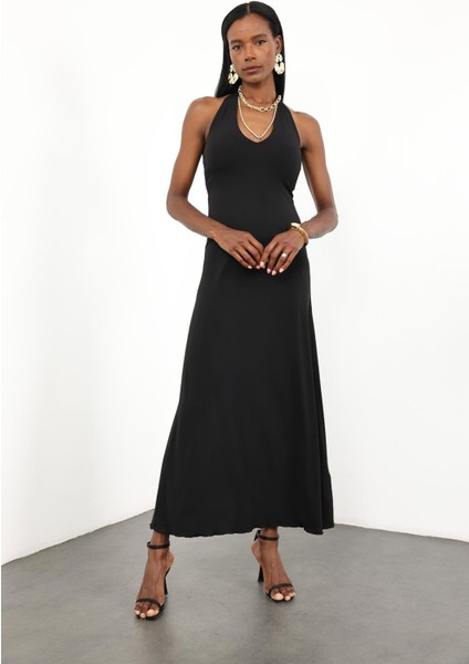 Siyah Halter Yaka Bodycon Elbise fiyatları