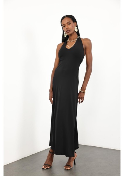 Siyah Halter Yaka Bodycon Elbise fırsatları