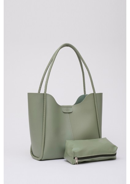 Yeşil Shk76 Çıtçıtlı Fitil Askılı Deri Makyaj Çantalı Büyük Boy Kadın El Ve Omuz Çantası U:29 E:30 G:9 Cm fiyatları