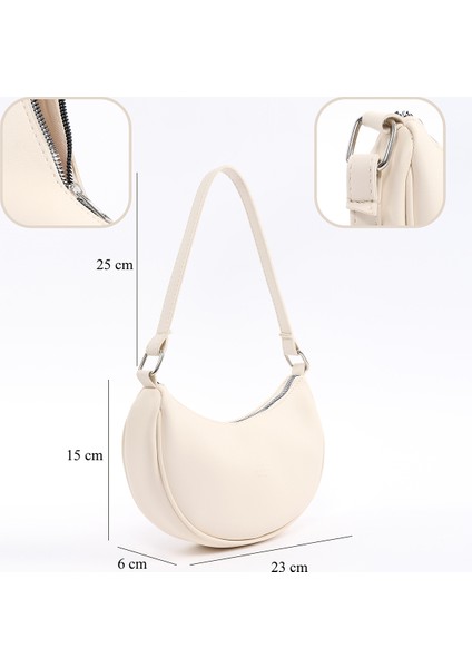 Krem SHK26 Tek Bölmeli Suni Deri El ve Omuz Çantası U:12 E:26 G:6 cm fırsatları