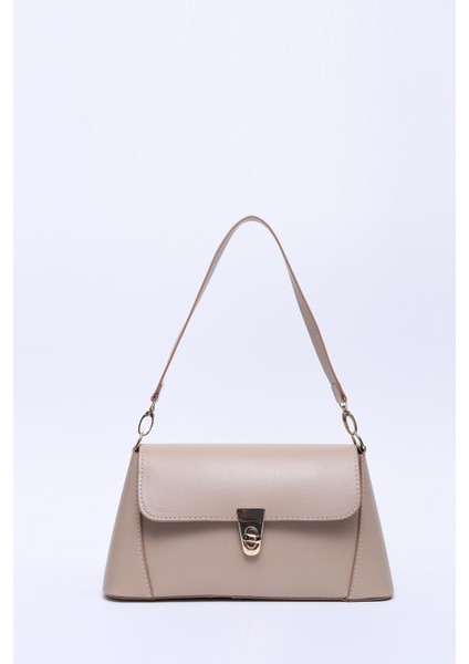 Vizon SHK153 Suni Deri Kilit Detaylı Standart Askılı Tek Bölmeli El, Kol ve Omuz Çantası U:15 E:29 G:9 cm