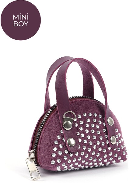 Mor SHK220 Süet Kumaş, Tek Bölmeli, Zincir Askılı,fermuarlı, Taşlı, Mini El ve Omuz Çantası fiyatları