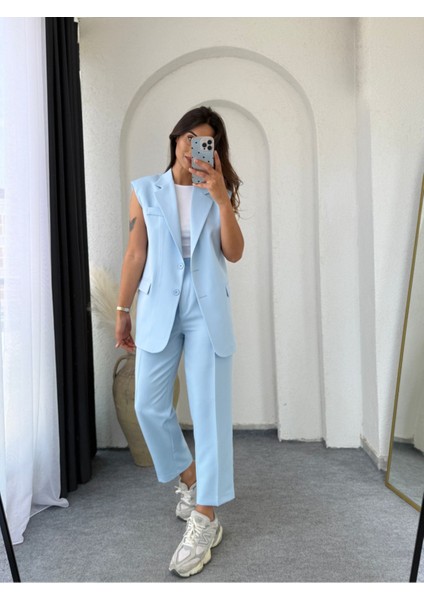 Zr Model Marka Vatkalı Yelek Pantolon Takım - Havuç Pantolon Uzun Yelek Düz Renk Takım