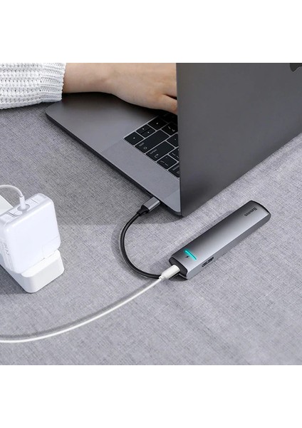 Baseus USB Type C 6in1 HDMI 3x USB 3.0 RJ45 Çoğaltıcı ADAPTÖR-(5775) - KRM8873-2321 modelleri