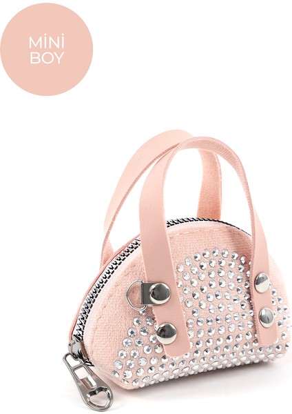 Pudra SHK220 Süet Kumaş, Tek Bölmeli, Zincir Askılı,fermuarlı, Taşlı, Mini El ve Omuz Çantası fiyatları