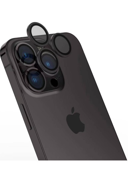 iPhone 15 Pro Uyumlu Cppl Cl-15 Parmak Izi Bırakmayan Anti-Reflective Kamera Lens Koruyucu-Siya