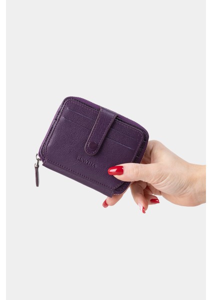 Hakiki Deri Kadın Cüzdan Fermuarlı Kartlıklı Küçük Boy