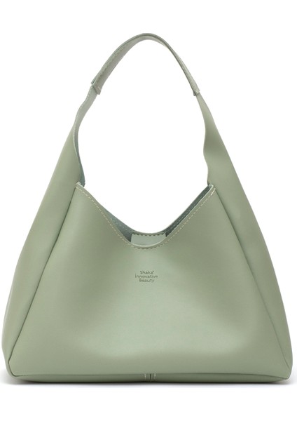 Mint Yeşil SHK19 Suni Deri, Çıtçıtlı, Tek Bölmeli, Fermuarlı Makyaj Çantalı, El, Kol ve Omuz Çantası