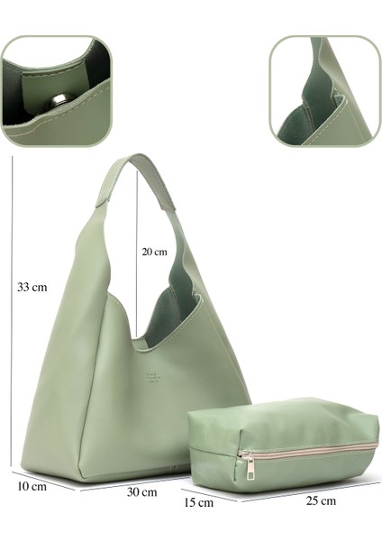 Mint Yeşil SHK19 Suni Deri, Çıtçıtlı, Tek Bölmeli, Fermuarlı Makyaj Çantalı, El, Kol ve Omuz Çantası fırsatları