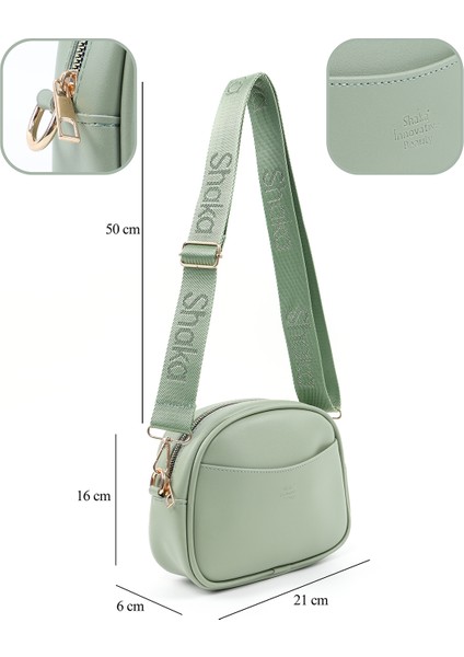 Mint Yeşil SHK194 Suni Deri Fermuarlı 2 Bölmeli Ayarlanabilir Kolon Askılı Omuz Çantası fırsatları