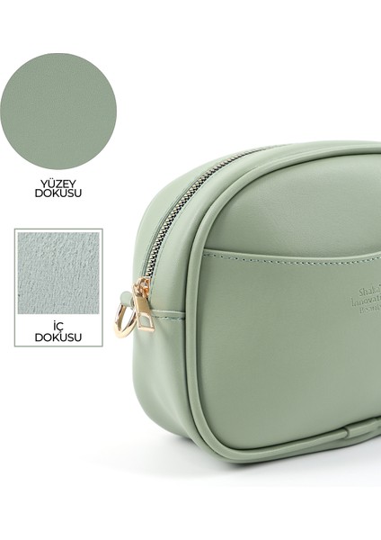 Mint Yeşil SHK194 Suni Deri Fermuarlı 2 Bölmeli Ayarlanabilir Kolon Askılı Omuz Çantası indirimleri