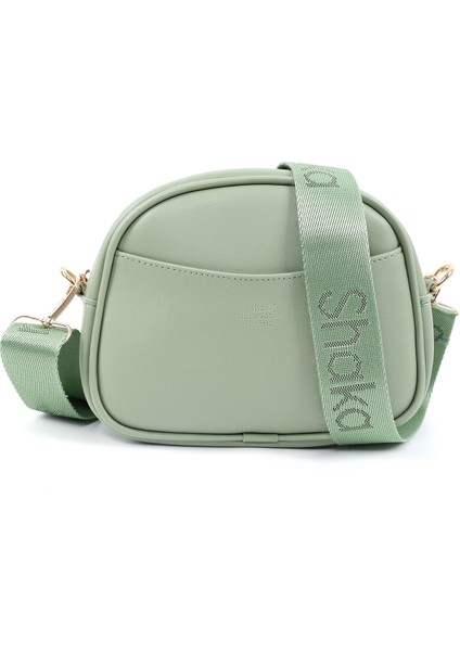 Mint Yeşil SHK194 Suni Deri Fermuarlı 2 Bölmeli Ayarlanabilir Kolon Askılı Omuz Çantası
