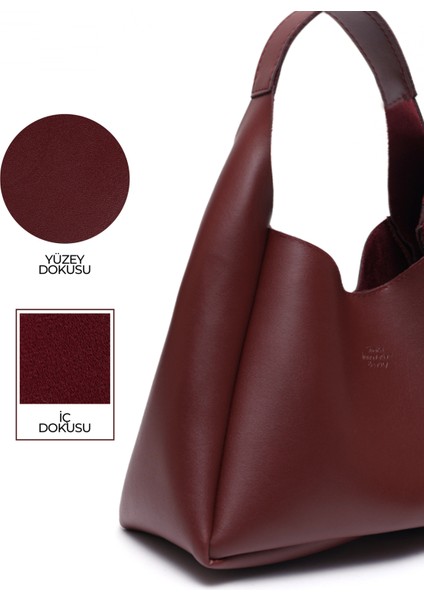 Bordo SHK19 Suni Deri, Çıtçıtlı, Tek Bölmeli, Fermuarlı Makyaj Çantalı, El, Kol ve Omuz Çantası indirimleri
