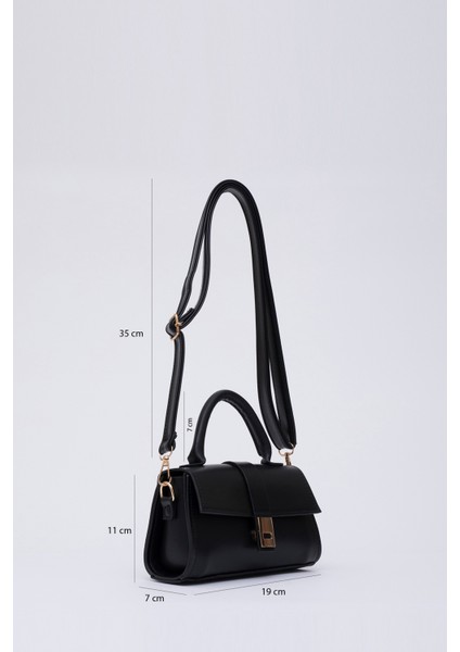 Siyah SHK109 Suni Deri Çıtçıtlı Ayarlanabilir Askılı Kadın El, Kol ve Omuz Çantası U:11 E:19 G:7 cm fiyatları
