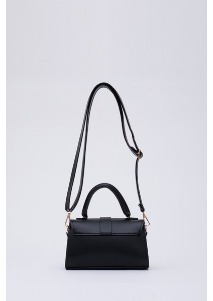 Siyah SHK109 Suni Deri Çıtçıtlı Ayarlanabilir Askılı Kadın El, Kol ve Omuz Çantası U:11 E:19 G:7 cm fırsatları