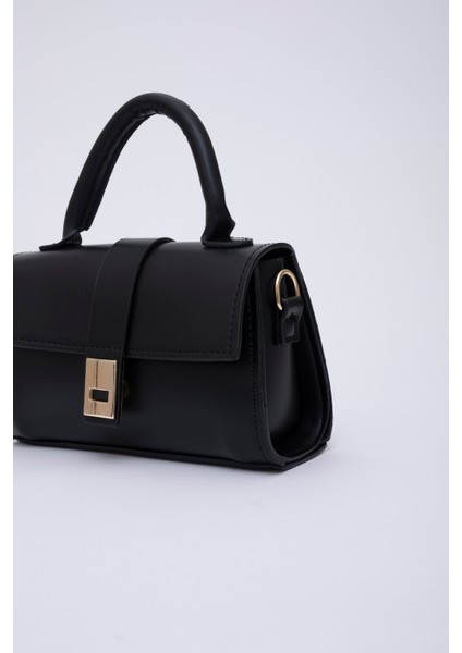 Siyah SHK109 Suni Deri Çıtçıtlı Ayarlanabilir Askılı Kadın El, Kol ve Omuz Çantası U:11 E:19 G:7 cm indirimleri