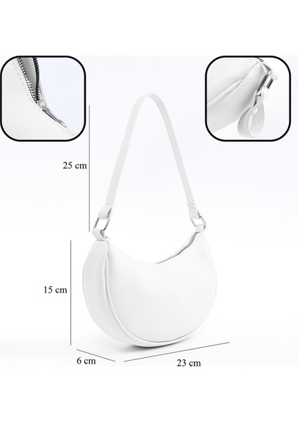 Beyaz SHK26 Tek Bölmeli Suni Deri El ve Omuz Çantası U:12 E:26 G:6 cm fırsatları
