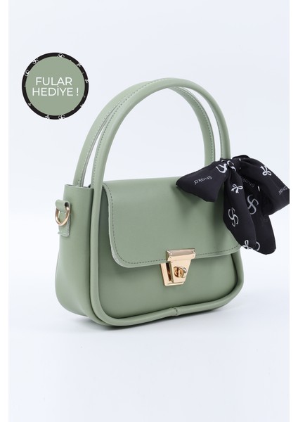 Mint Yeşil SHK235 Suni Deri Tek Bölmeli Fular Hediyeli El Kol ve Omuz Çantası fiyatları